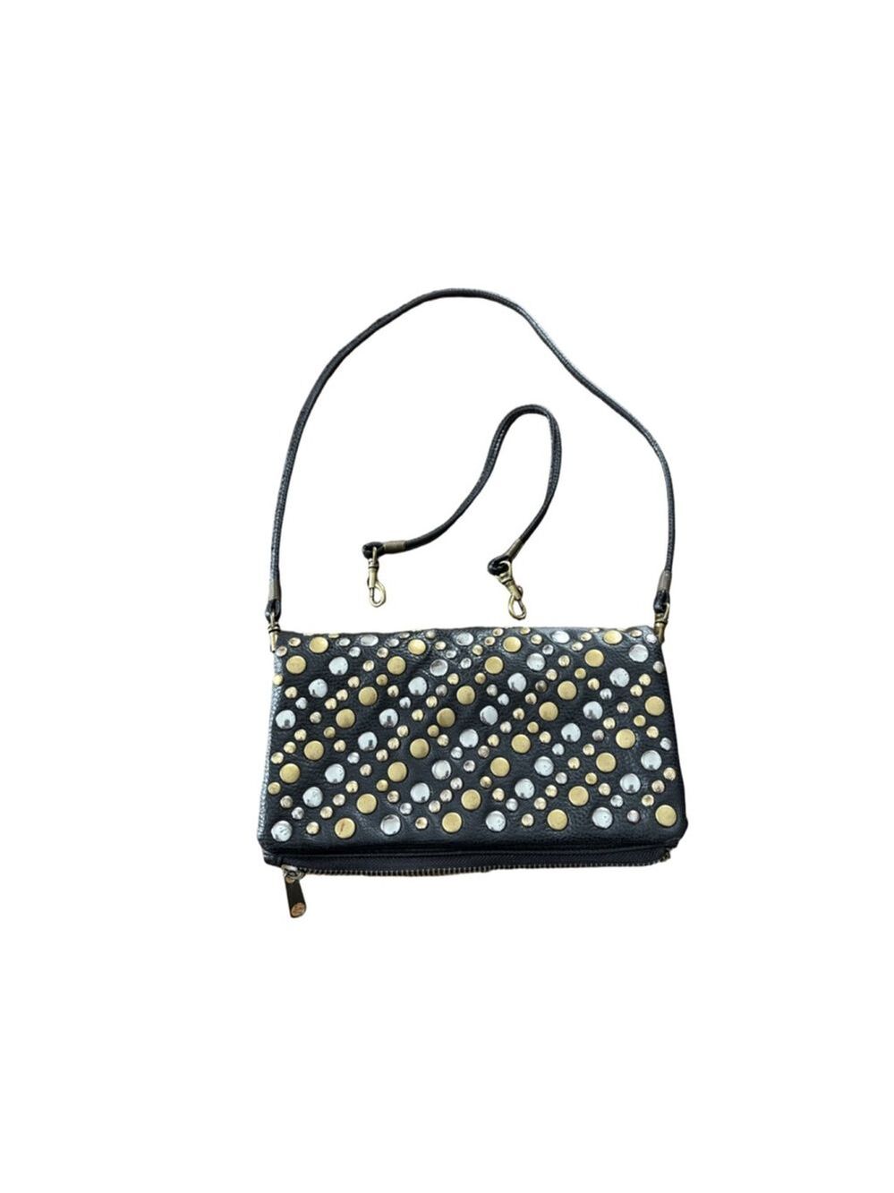 Women's Deena & Ozzy Black Gold Studded Clutch Wristlet One Size